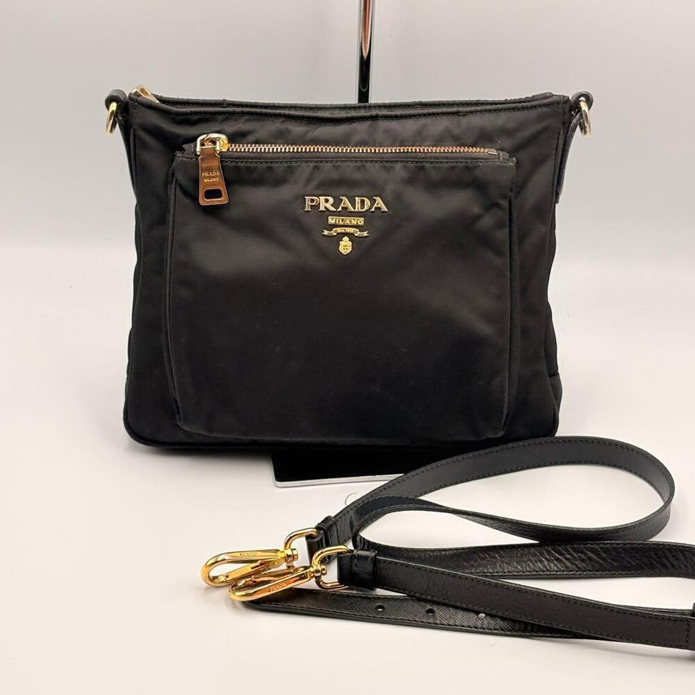 PRADA shoulder bag black cross body triangular sacoche